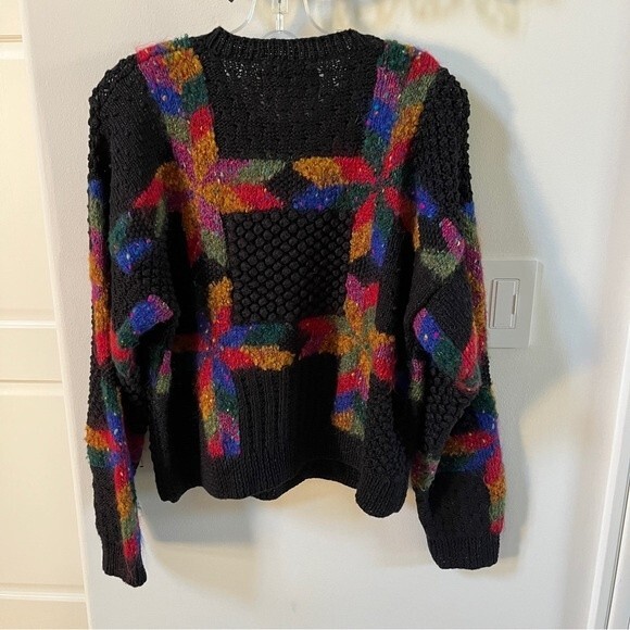 Knitting Needles Knitted By Hand Wool and Cotton Blend Crewneck Vintage Sweater - Picture 11 of 11